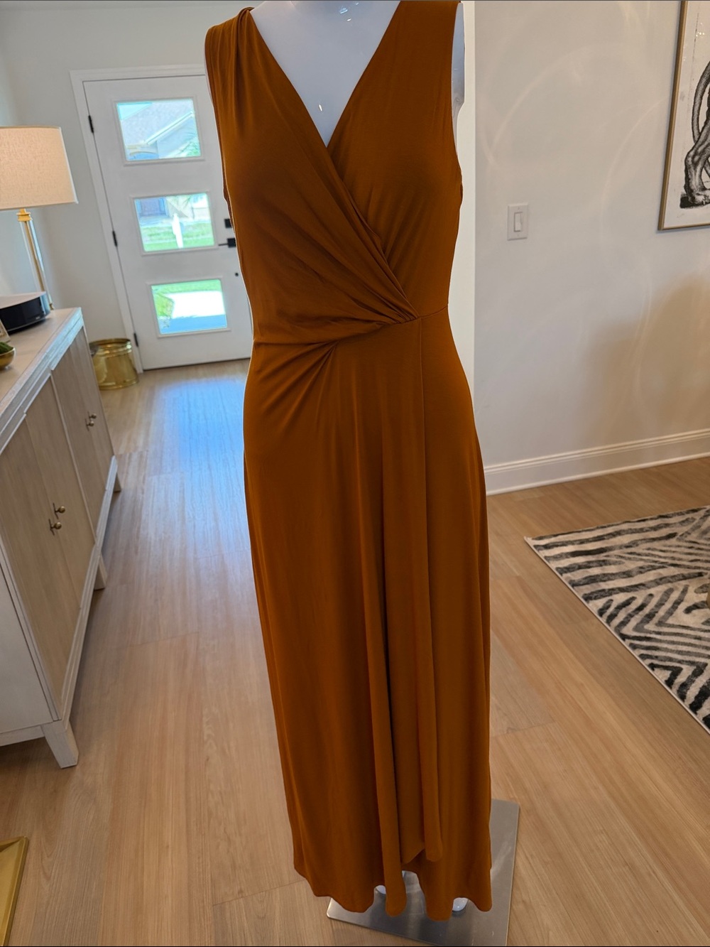 Kate & Mallory Sleeveless Wrap Maxi Dress in Rust